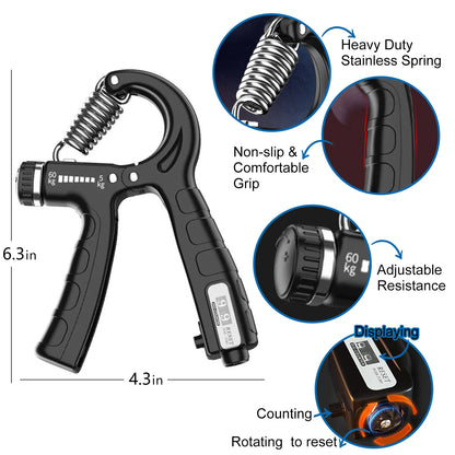 Hand Grip Strengthener 5-In-1, Adjustable Forearm Grip Strength Trainer for Finger Wrist